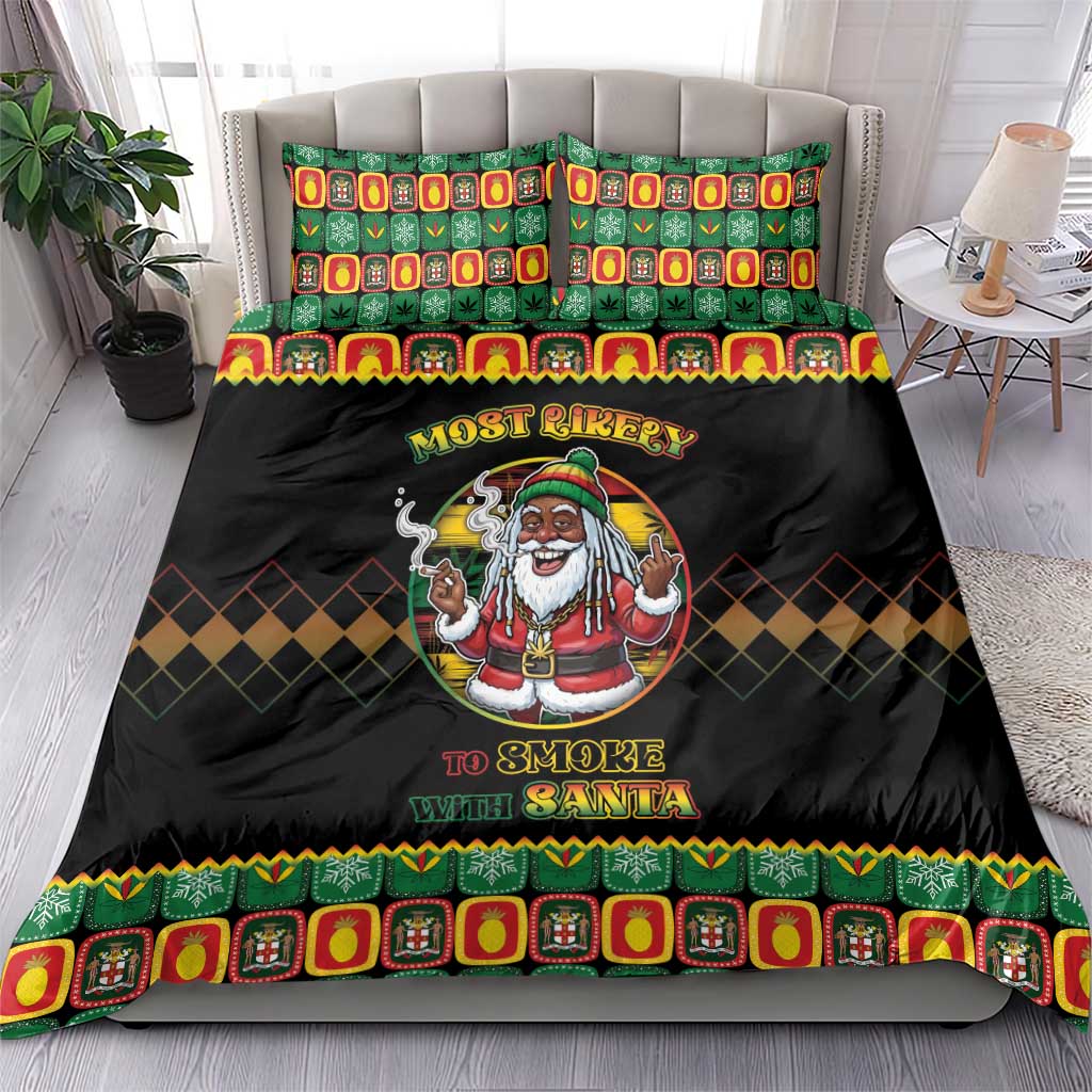 Jamaica Christmas Bedding Set Most Likely To Smoke With Santa - Wonder Print Shop