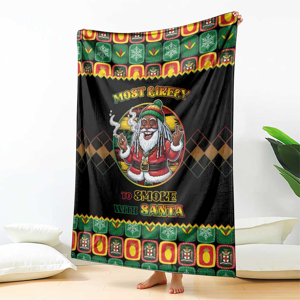 Jamaica Christmas Blanket Most Likely To Smoke With Santa - Wonder Print Shop