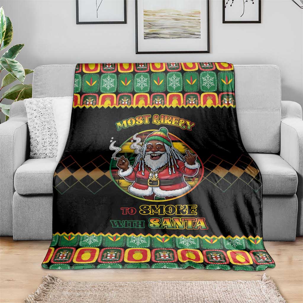 Jamaica Christmas Blanket Most Likely To Smoke With Santa - Wonder Print Shop