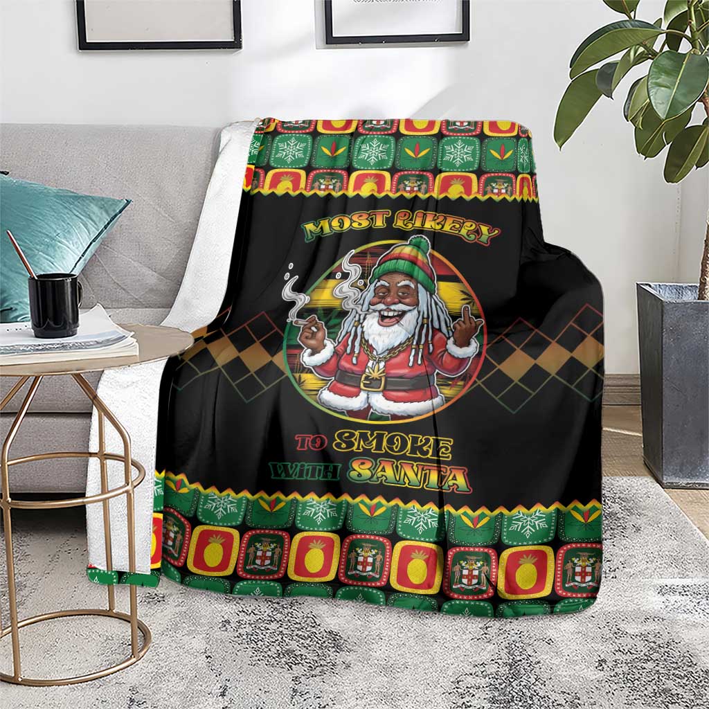 Jamaica Christmas Blanket Most Likely To Smoke With Santa - Wonder Print Shop