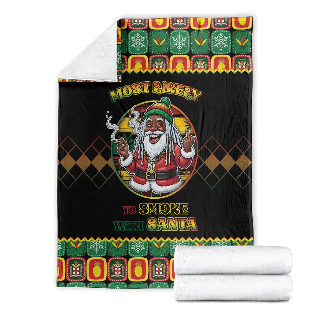 Jamaica Christmas Blanket Most Likely To Smoke With Santa - Wonder Print Shop
