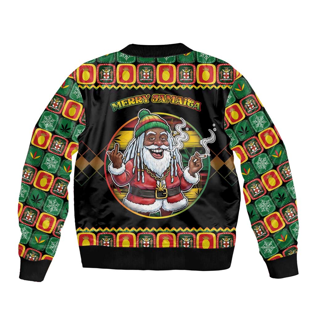 Jamaica Christmas Bomber Jacket Most Likely To Smoke With Santa - Wonder Print Shop