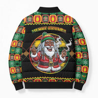 Jamaica Christmas Bomber Puffer Jacket Most Likely To Smoke With Santa - Wonder Print Shop