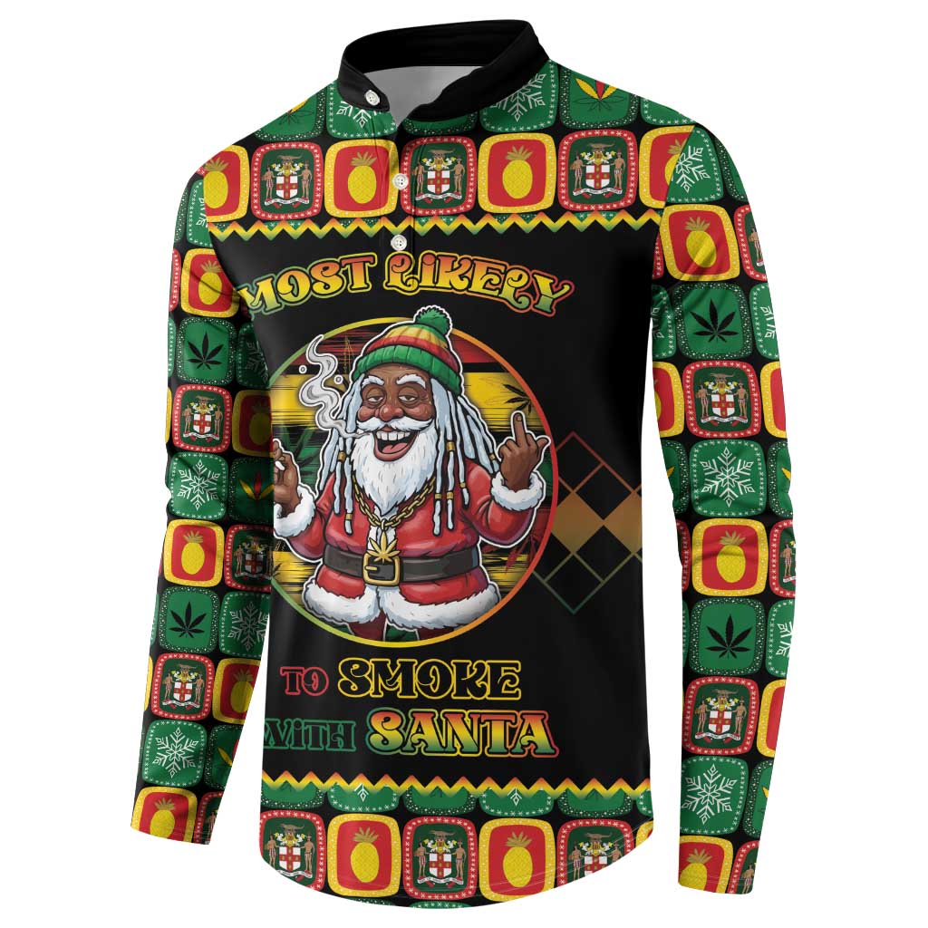 Jamaica Christmas Button Sweatshirt Most Likely To Smoke With Santa - Wonder Print Shop