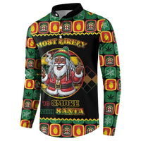 Jamaica Christmas Button Sweatshirt Most Likely To Smoke With Santa - Wonder Print Shop