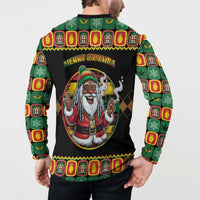 Jamaica Christmas Button Sweatshirt Most Likely To Smoke With Santa - Wonder Print Shop