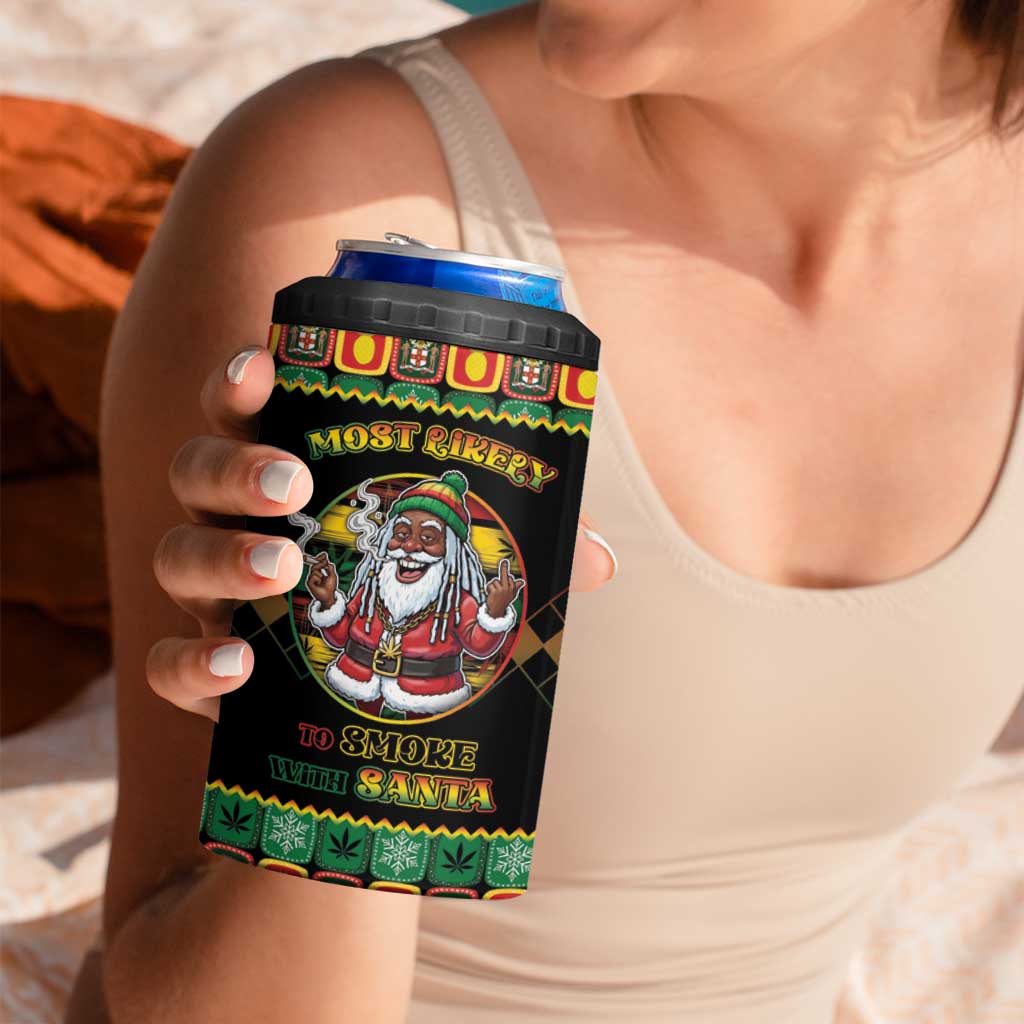 Jamaica Christmas 4 in 1 Can Cooler Tumbler Most Likely To Smoke With Santa - Wonder Print Shop