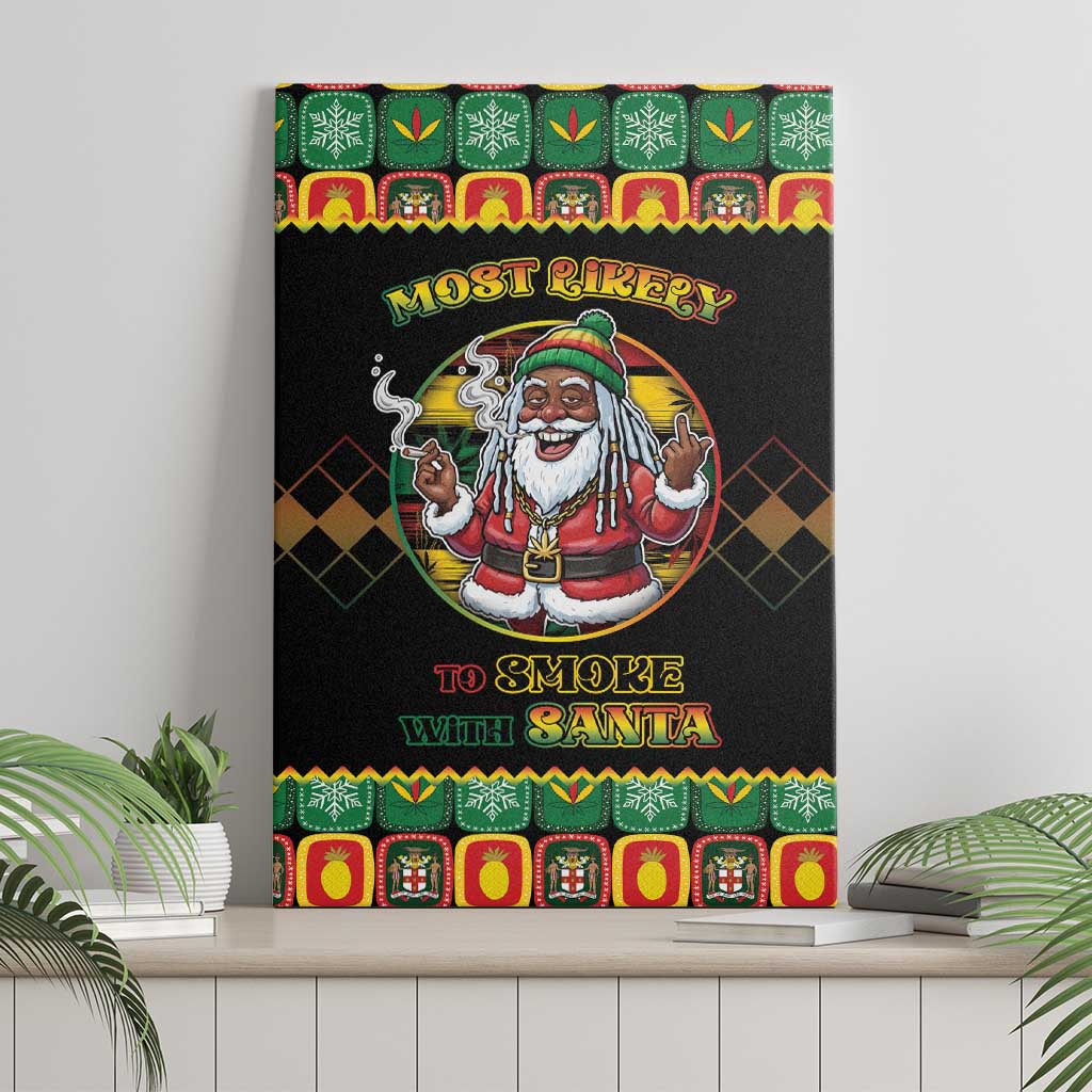 Jamaica Christmas Canvas Wall Art Most Likely To Smoke With Santa - Wonder Print Shop
