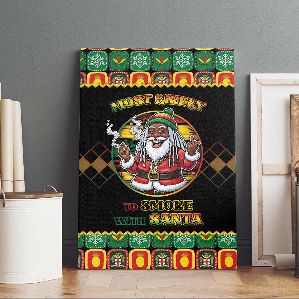 Jamaica Christmas Canvas Wall Art Most Likely To Smoke With Santa - Wonder Print Shop
