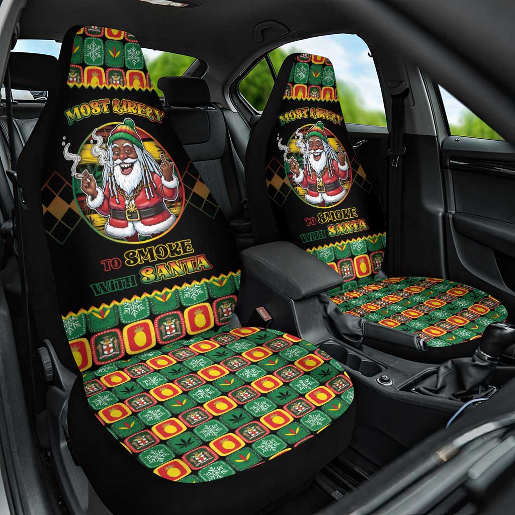 Jamaica Christmas Car Seat Cover Most Likely To Smoke With Santa - Wonder Print Shop