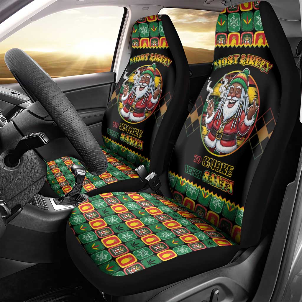 Jamaica Christmas Car Seat Cover Most Likely To Smoke With Santa - Wonder Print Shop