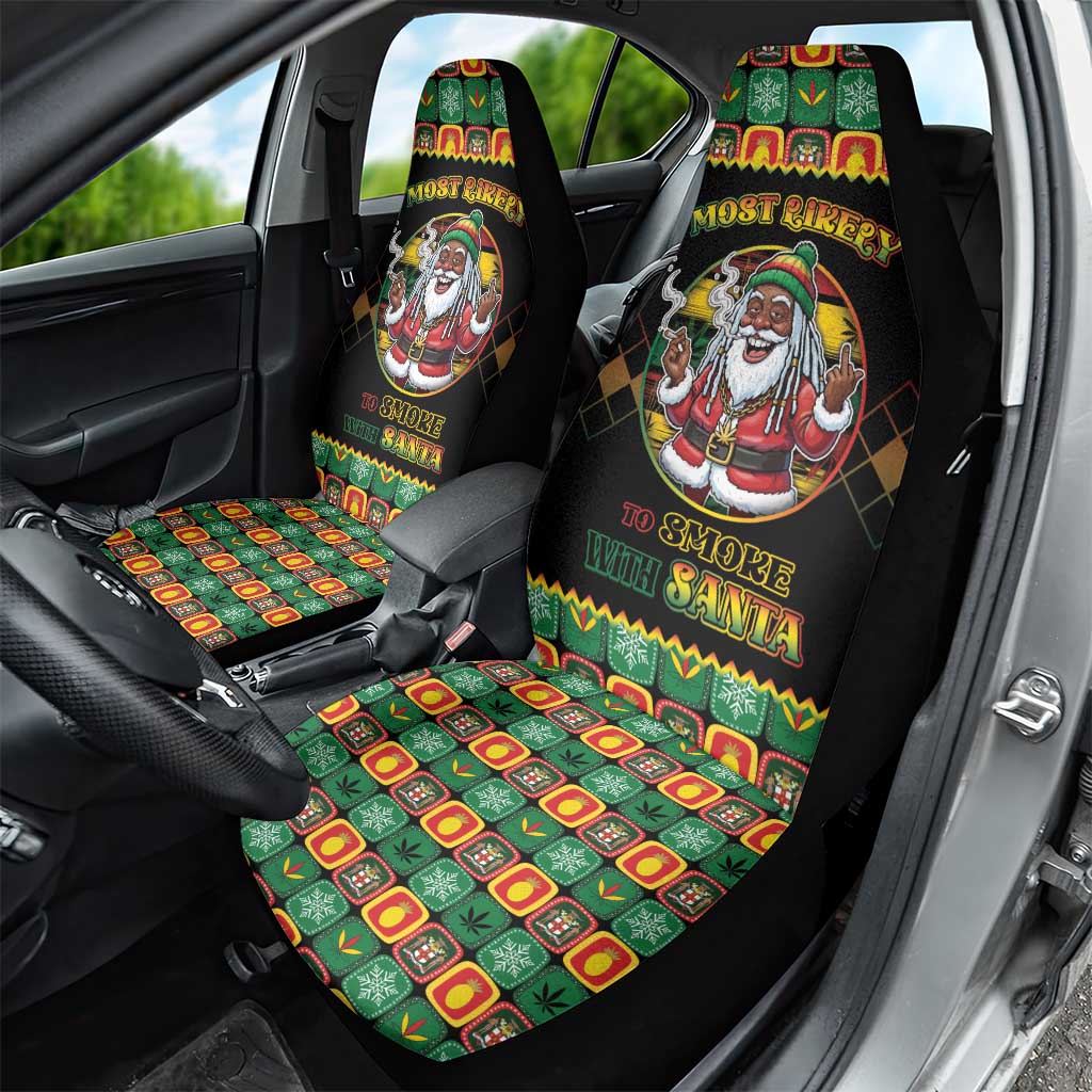 Jamaica Christmas Car Seat Cover Most Likely To Smoke With Santa - Wonder Print Shop