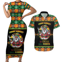 Jamaica Christmas Couples Matching Short Sleeve Bodycon Dress and Hawaiian Shirt Most Likely To Smoke With Santa - Wonder Print Shop