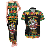Jamaica Christmas Couples Matching Tank Maxi Dress and Hawaiian Shirt Most Likely To Smoke With Santa - Wonder Print Shop