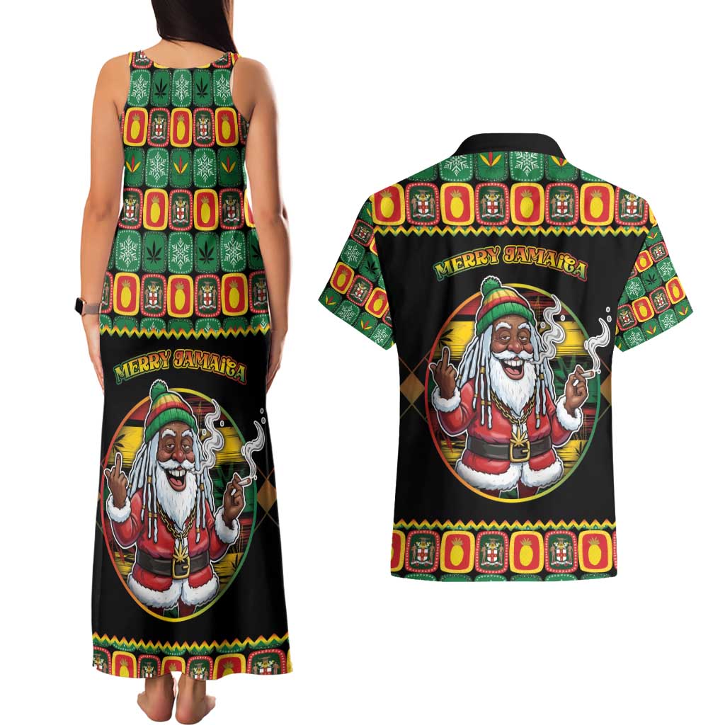 Jamaica Christmas Couples Matching Tank Maxi Dress and Hawaiian Shirt Most Likely To Smoke With Santa - Wonder Print Shop