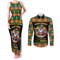 Jamaica Christmas Couples Matching Tank Maxi Dress and Long Sleeve Button Shirt Most Likely To Smoke With Santa - Wonder Print Shop