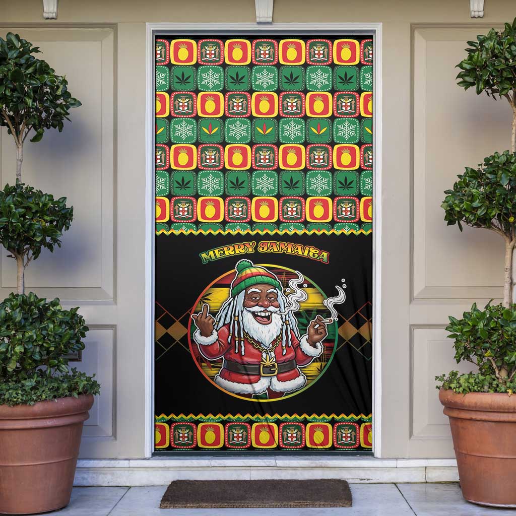 Jamaica Christmas Door Cover Most Likely To Smoke With Santa - Wonder Print Shop
