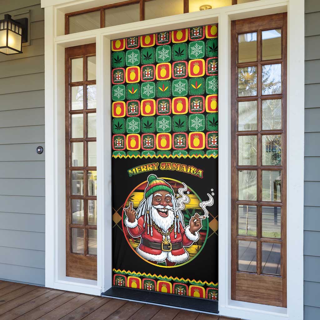Jamaica Christmas Door Cover Most Likely To Smoke With Santa - Wonder Print Shop
