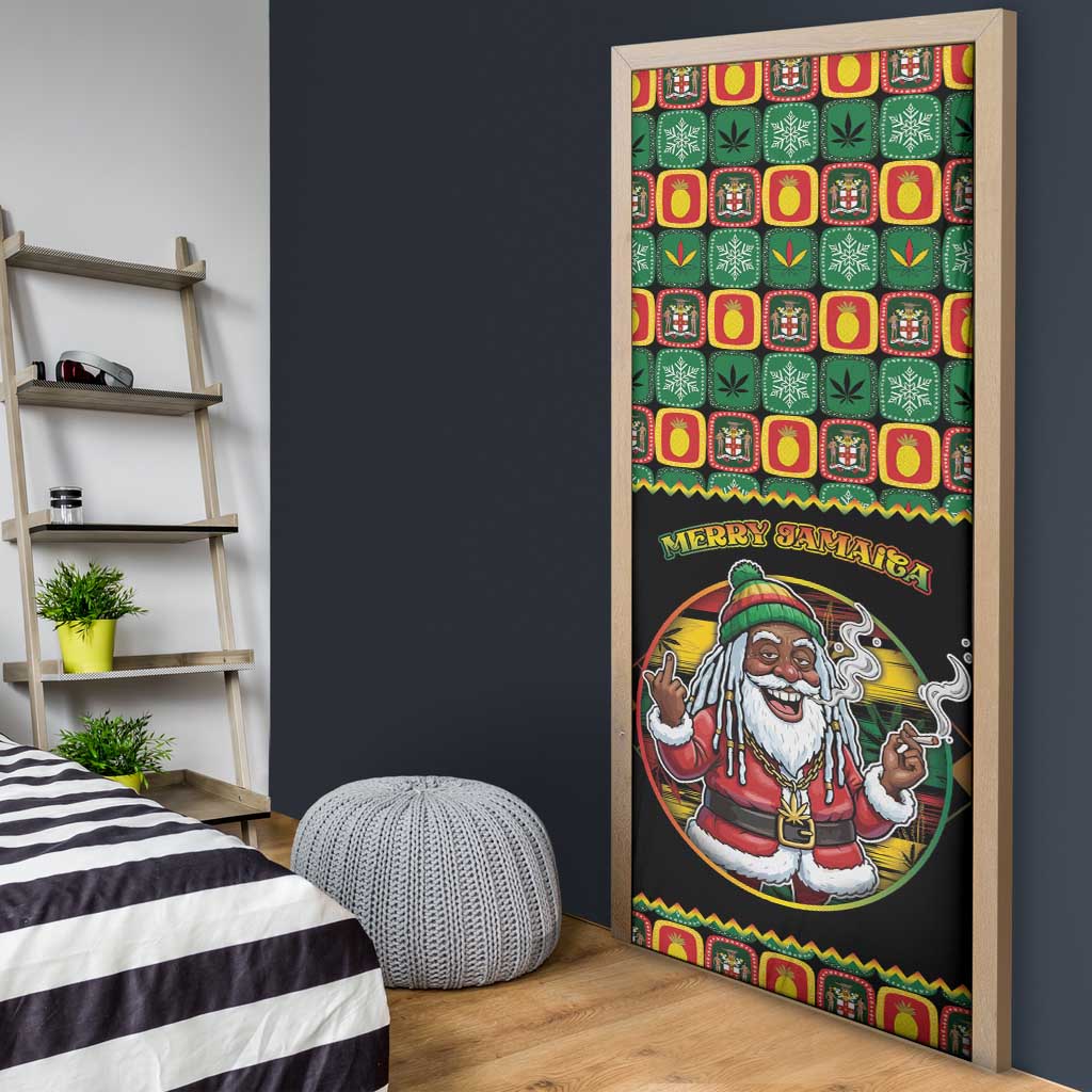 Jamaica Christmas Door Cover Most Likely To Smoke With Santa - Wonder Print Shop
