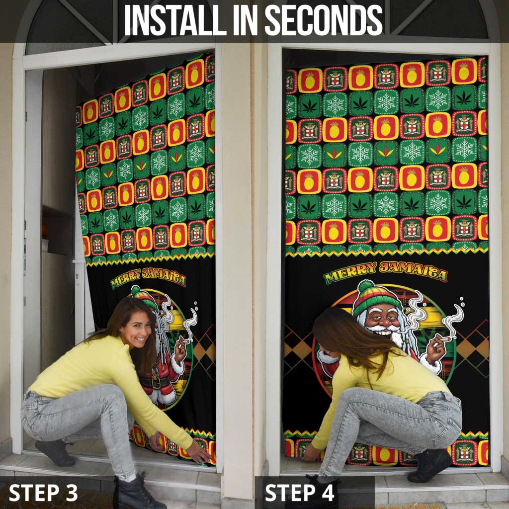 Jamaica Christmas Door Cover Most Likely To Smoke With Santa - Wonder Print Shop