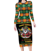 Jamaica Christmas Family Matching Long Sleeve Bodycon Dress and Hawaiian Shirt Most Likely To Smoke With Santa - Wonder Print Shop