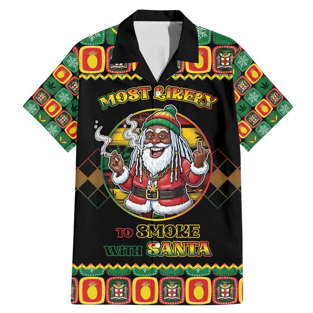 Jamaica Christmas Family Matching Mermaid Dress and Hawaiian Shirt Most Likely To Smoke With Santa - Wonder Print Shop