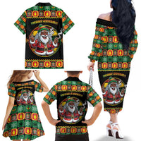 Jamaica Christmas Family Matching Off The Shoulder Long Sleeve Dress and Hawaiian Shirt Most Likely To Smoke With Santa - Wonder Print Shop