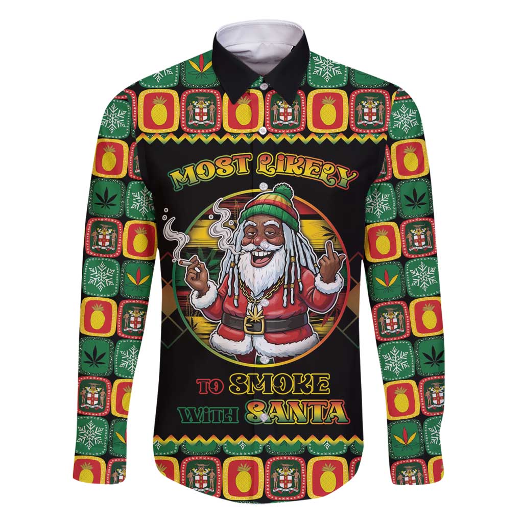 Jamaica Christmas Family Matching Off Shoulder Maxi Dress and Hawaiian Shirt Most Likely To Smoke With Santa - Wonder Print Shop