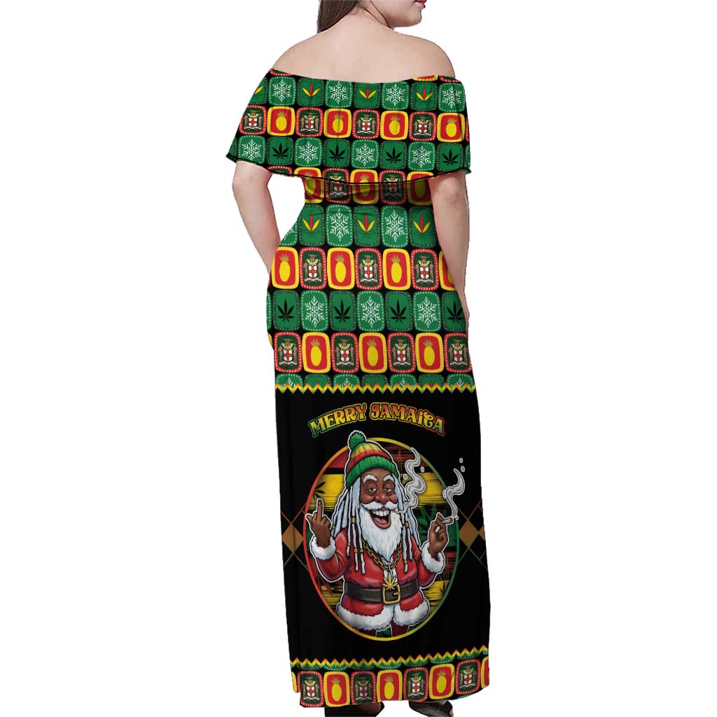 Jamaica Christmas Family Matching Off Shoulder Maxi Dress and Hawaiian Shirt Most Likely To Smoke With Santa - Wonder Print Shop