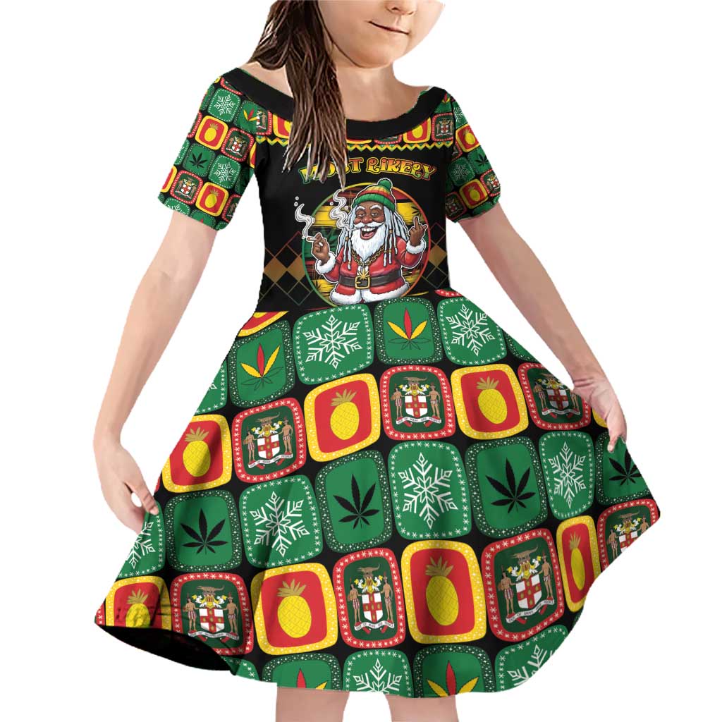Jamaica Christmas Family Matching Off Shoulder Short Dress and Hawaiian Shirt Most Likely To Smoke With Santa - Wonder Print Shop