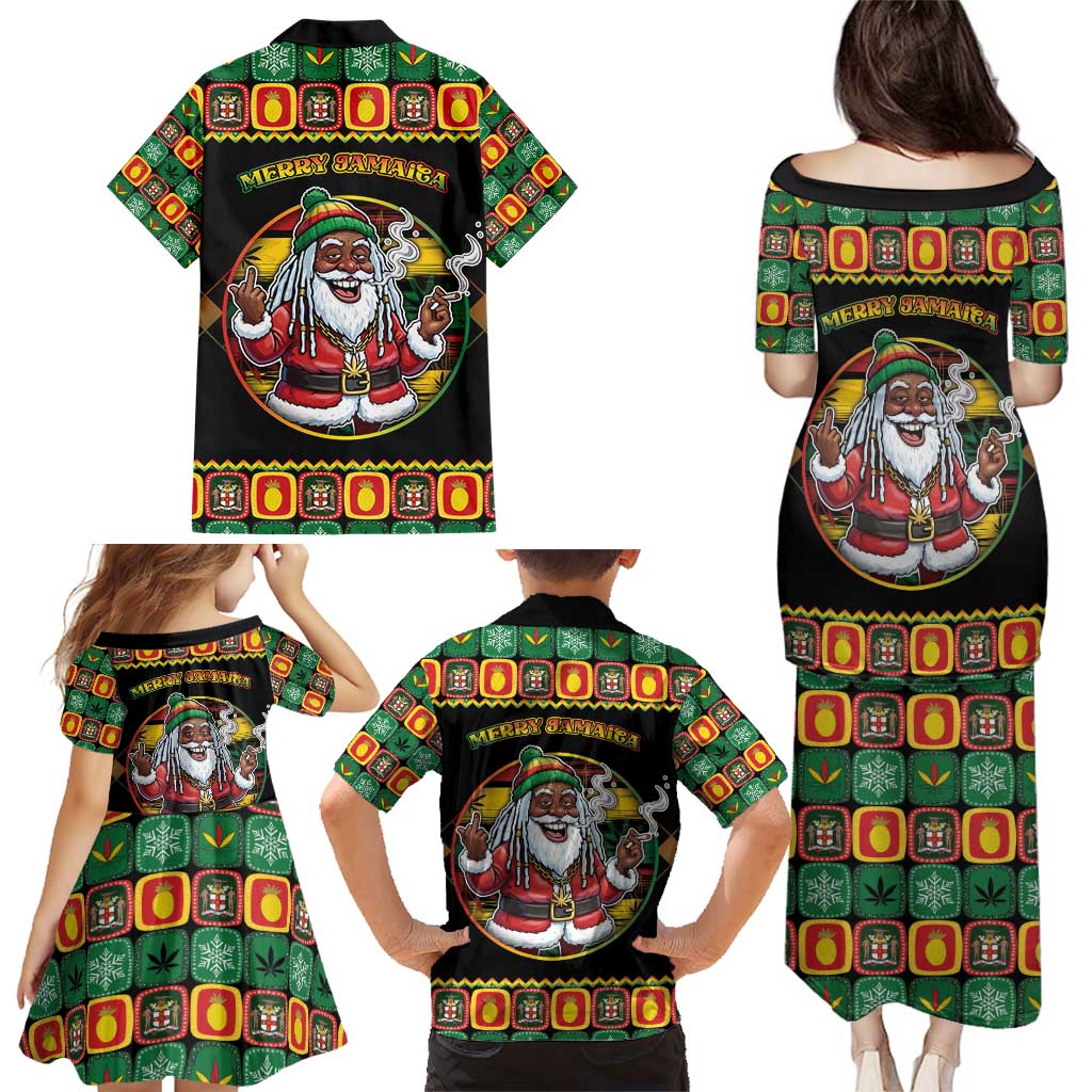 Jamaica Christmas Family Matching Puletasi and Hawaiian Shirt Most Likely To Smoke With Santa - Wonder Print Shop