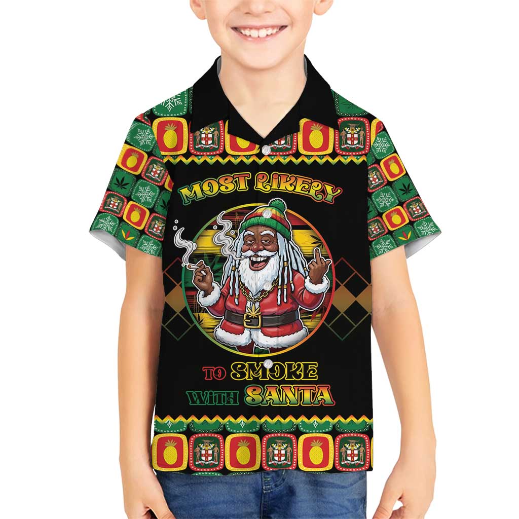 Jamaica Christmas Family Matching Puletasi and Hawaiian Shirt Most Likely To Smoke With Santa - Wonder Print Shop