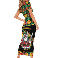 Jamaica Christmas Family Matching Short Sleeve Bodycon Dress and Hawaiian Shirt Most Likely To Smoke With Santa - Wonder Print Shop