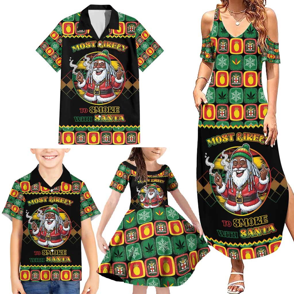 Jamaica Christmas Family Matching Summer Maxi Dress and Hawaiian Shirt Most Likely To Smoke With Santa - Wonder Print Shop