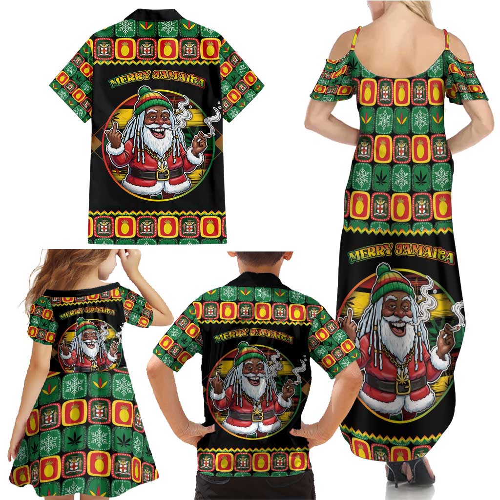 Jamaica Christmas Family Matching Summer Maxi Dress and Hawaiian Shirt Most Likely To Smoke With Santa - Wonder Print Shop