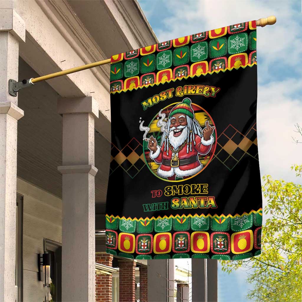 Jamaica Christmas Garden Flag Most Likely To Smoke With Santa - Wonder Print Shop