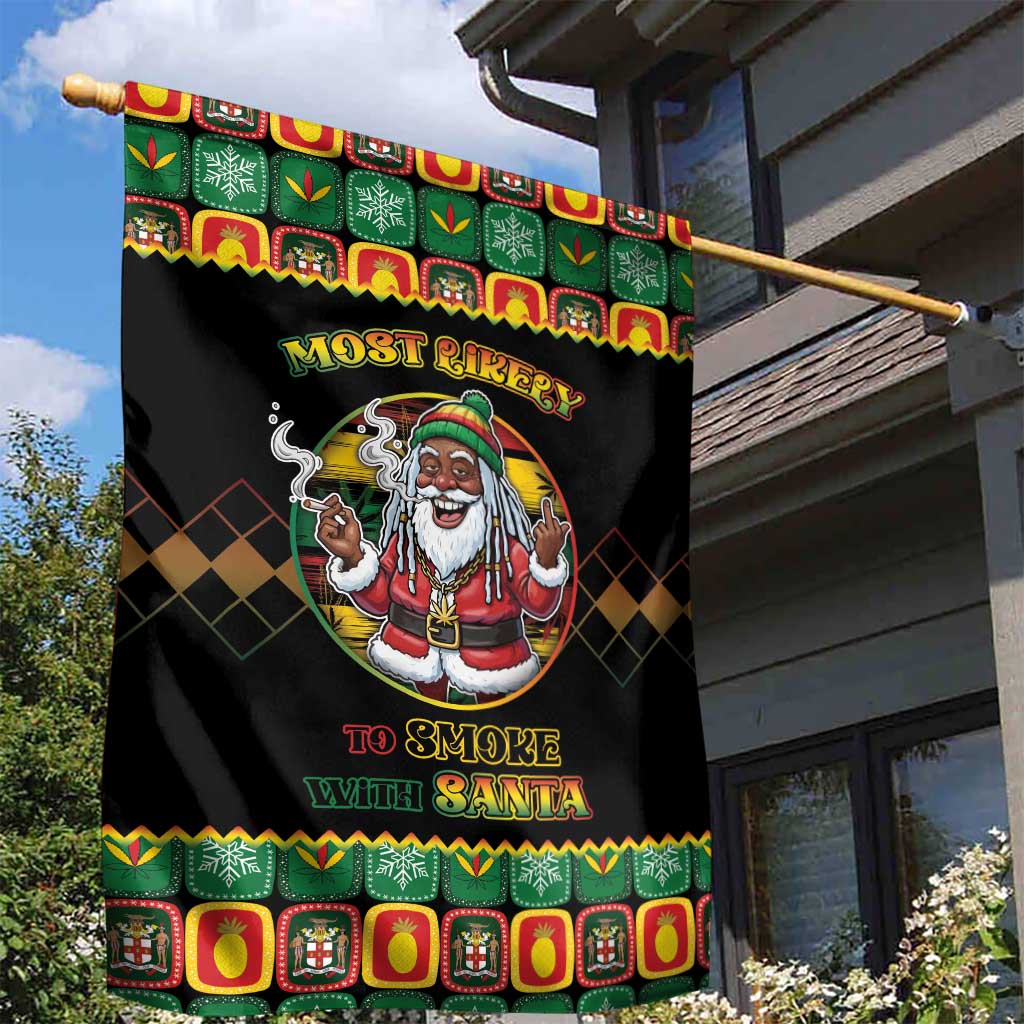 Jamaica Christmas Garden Flag Most Likely To Smoke With Santa - Wonder Print Shop