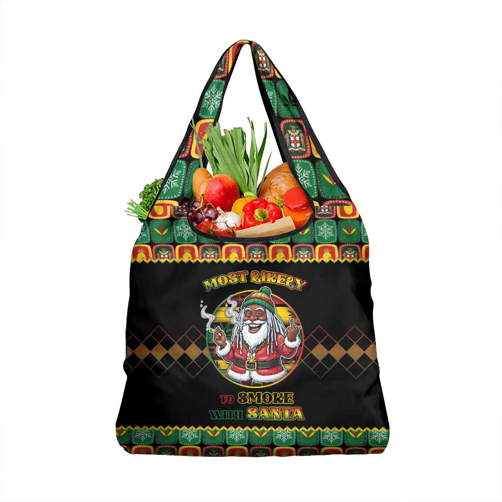 Jamaica Christmas Grocery Bag Most Likely To Smoke With Santa - Wonder Print Shop