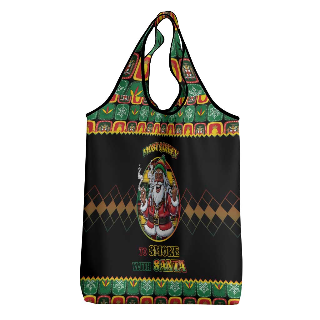 Jamaica Christmas Grocery Bag Most Likely To Smoke With Santa - Wonder Print Shop