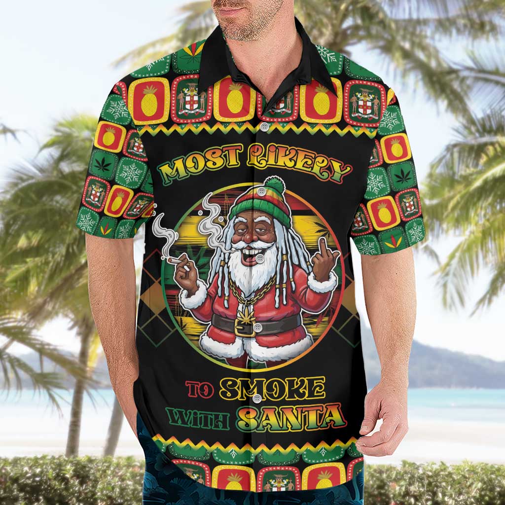 Jamaica Christmas Hawaiian Shirt Most Likely To Smoke With Santa - Wonder Print Shop