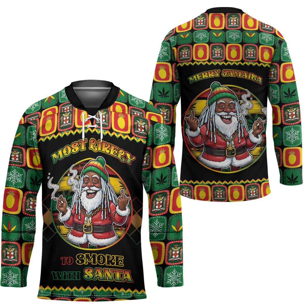 Jamaica Christmas Hockey Jersey Most Likely To Smoke With Santa - Wonder Print Shop