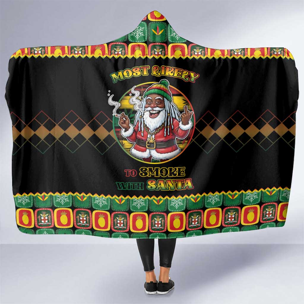 Jamaica Christmas Hooded Blanket Most Likely To Smoke With Santa - Wonder Print Shop