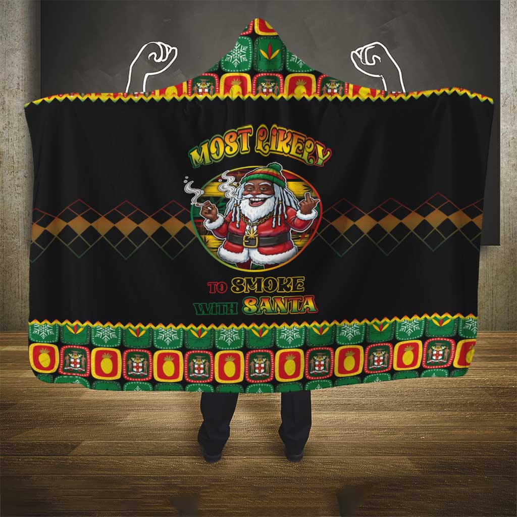 Jamaica Christmas Hooded Blanket Most Likely To Smoke With Santa - Wonder Print Shop