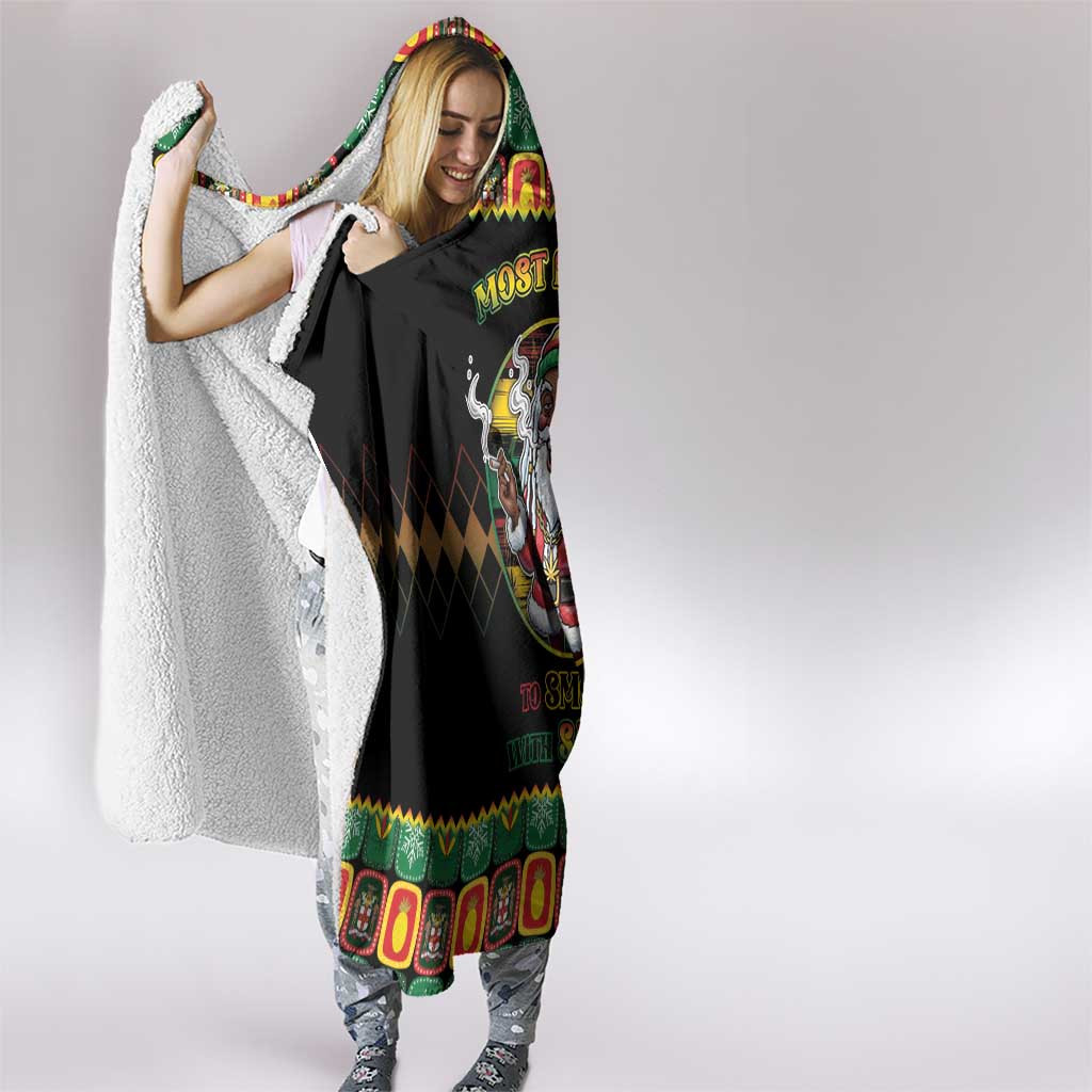 Jamaica Christmas Hooded Blanket Most Likely To Smoke With Santa - Wonder Print Shop
