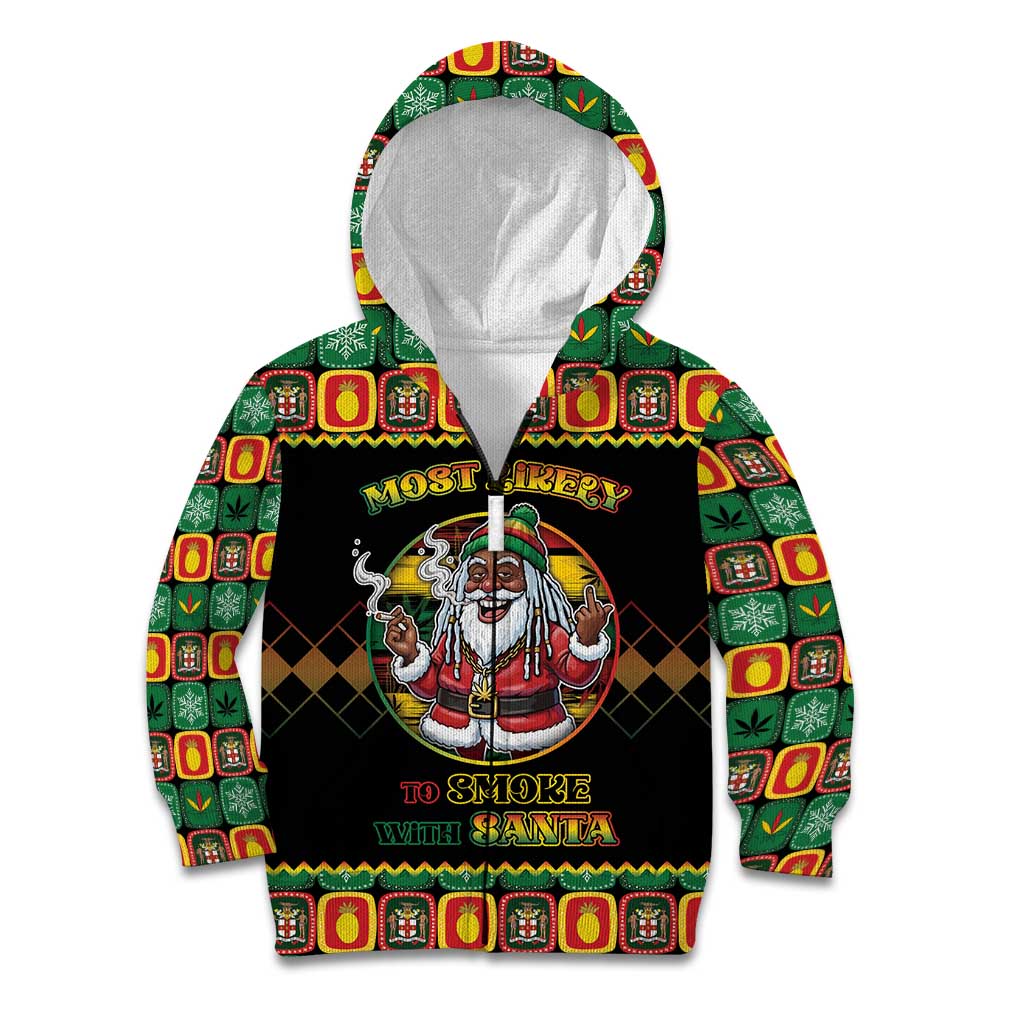 Jamaica Christmas Kid Hoodie Most Likely To Smoke With Santa - Wonder Print Shop