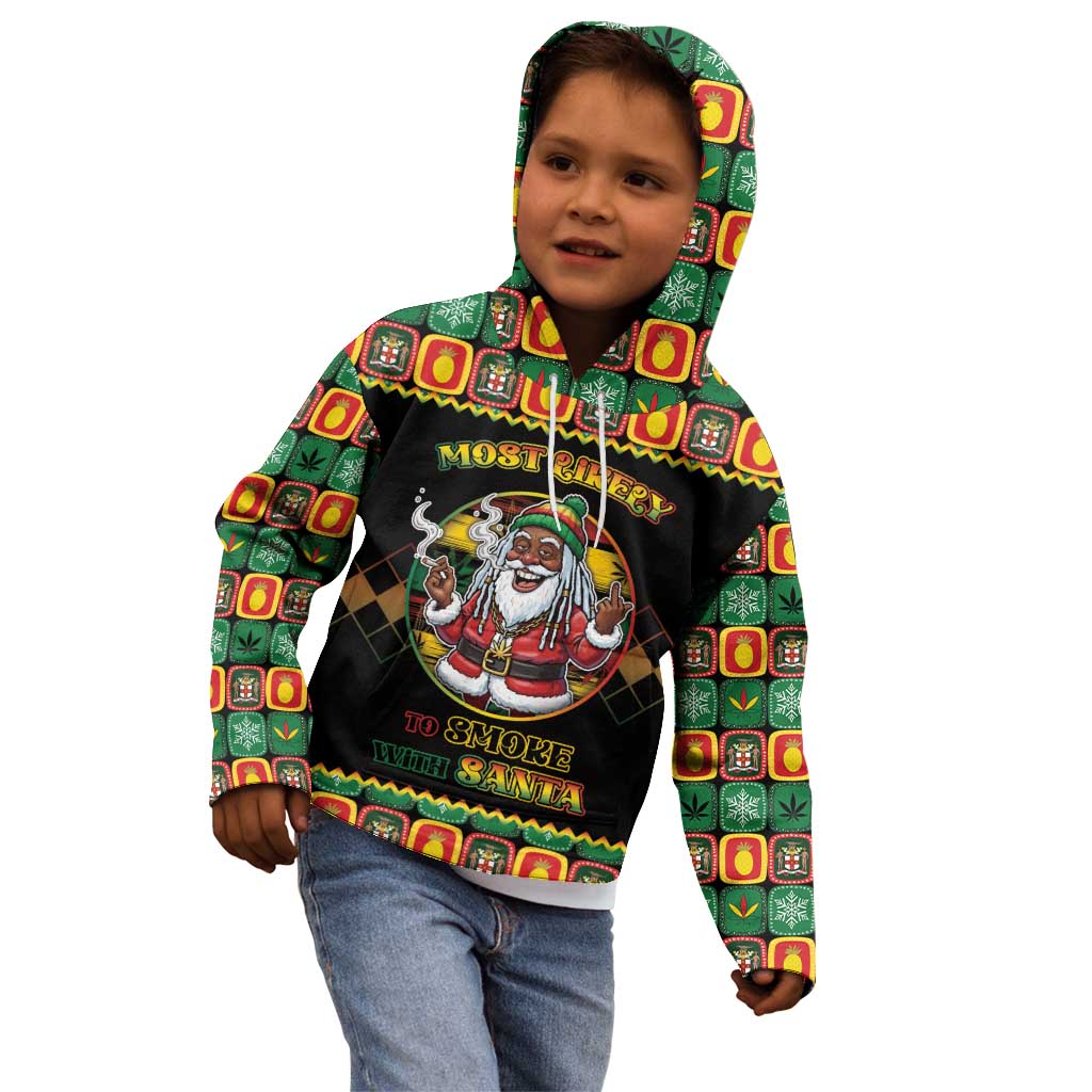 Jamaica Christmas Kid Hoodie Most Likely To Smoke With Santa - Wonder Print Shop