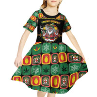 Jamaica Christmas Kid Short Sleeve Dress Most Likely To Smoke With Santa - Wonder Print Shop