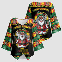 Jamaica Christmas Kimono Sleeve Blouse Most Likely To Smoke With Santa - Wonder Print Shop