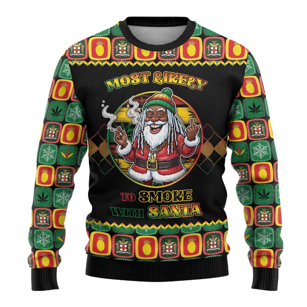 Jamaica Christmas Ugly Christmas Sweater Most Likely To Smoke With Santa - Wonder Print Shop
