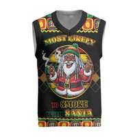 Jamaica Christmas Knitted V-Neck Vest Most Likely To Smoke With Santa - Wonder Print Shop
